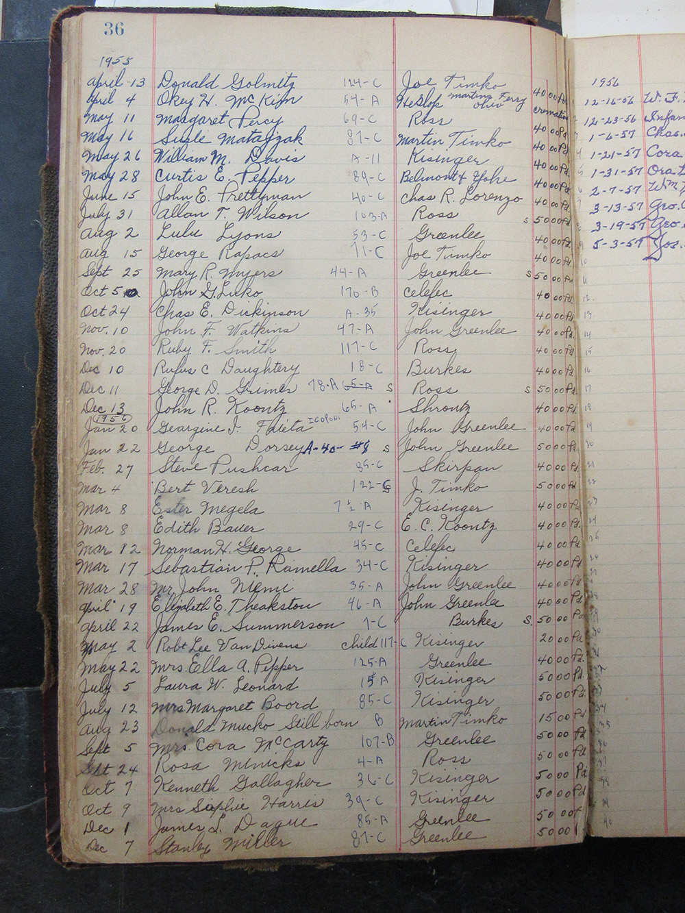 interment listing